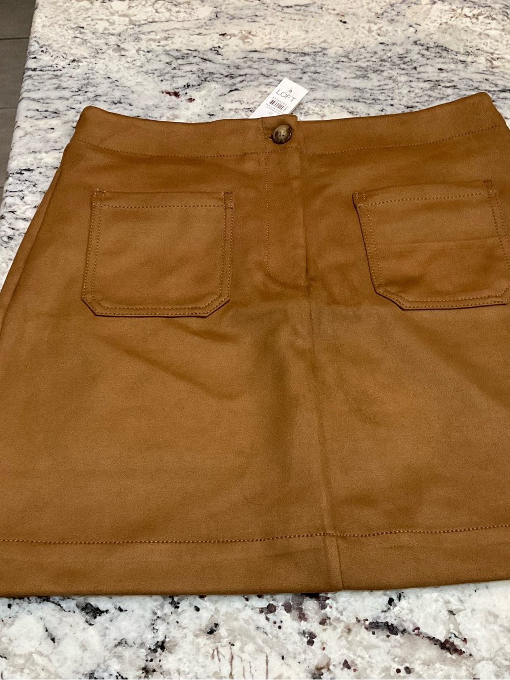 LOFT Camel Faux Leather Mini Skirt NWT